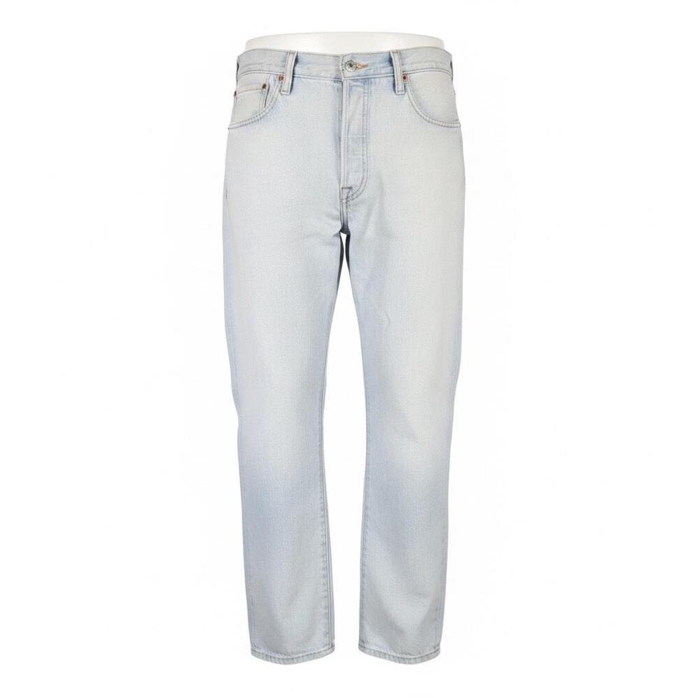 Levis 501 Jeans Mens 33x27 Light Wash Blue Denim Regular Fit Straight Button Fly